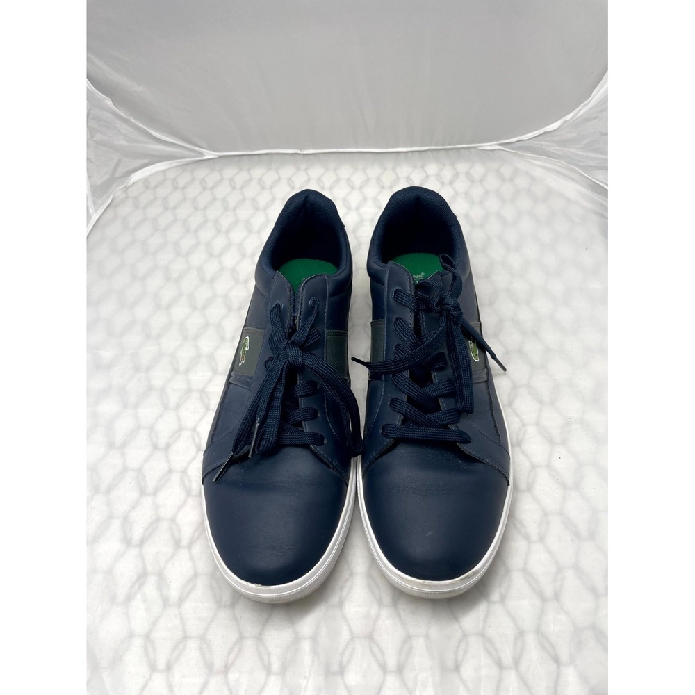 Lacoste Europa LCR Mens 10.5 Sneaker Navy Leather Low Top Lace Up Athletic Shoes